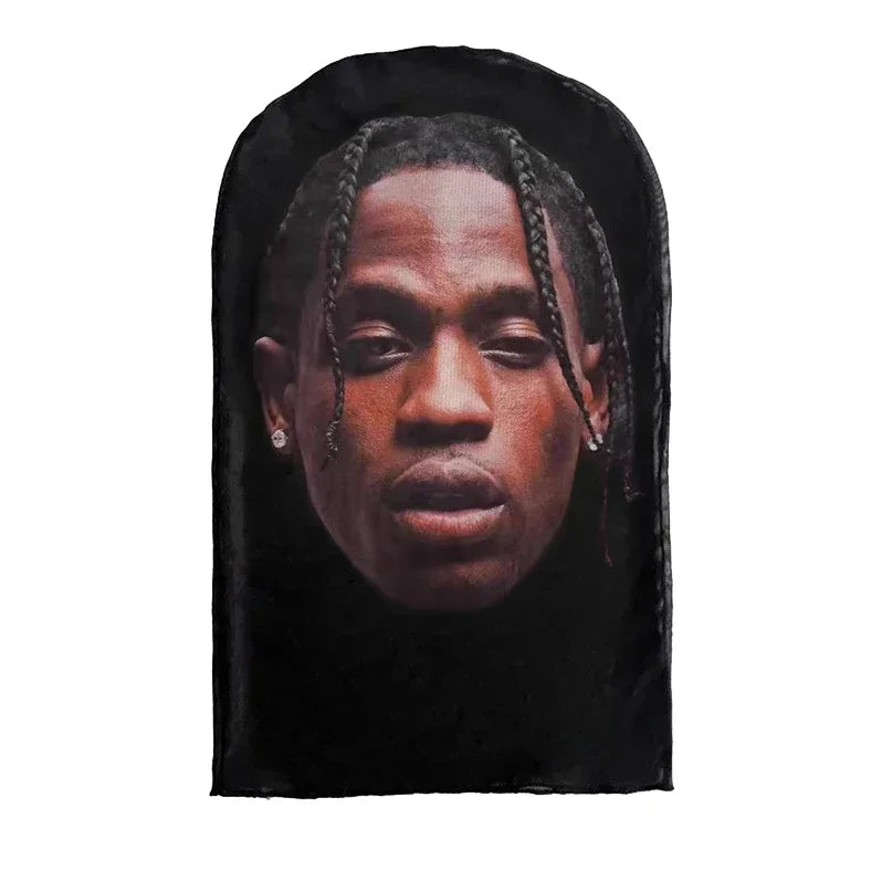 Neue 3D-gedruckte Kanye Maske Drake Elastisches Mesh Vollgesichtsmaske für Unisex Cosplay Kopfbedeckung Party Simulation Sturmhaube Mütze Kopfbedeckung