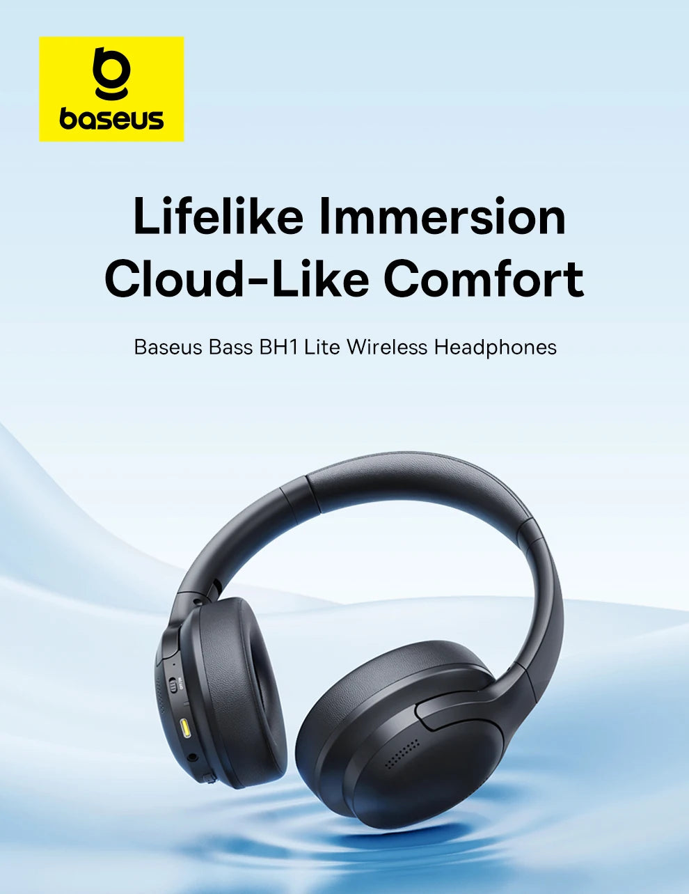 Baseus BH1 Lite Kabellose Kopfhörer Bluetooth 6.0 ENC Klare Anrufe Super Bass Hit Kopfhörer 80 Stunden Spielzeit Over-Ear Headset