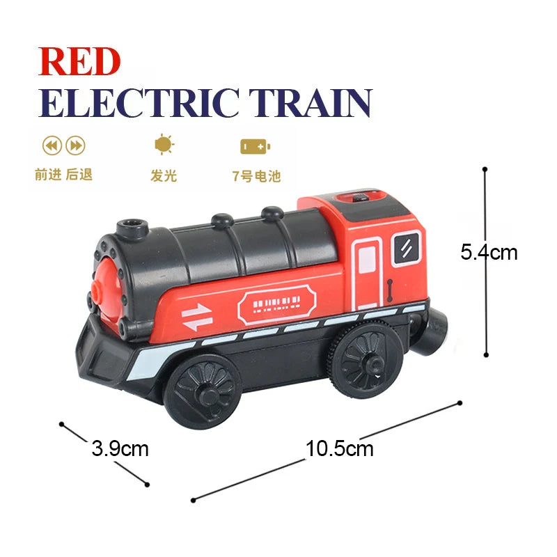 Elektrische Zuglokomotive Magnetisches Auto Druckguss-Modell Steckplatz passend für alle Marken Holzzugschienenbahn für Kinder Spielzeug W02