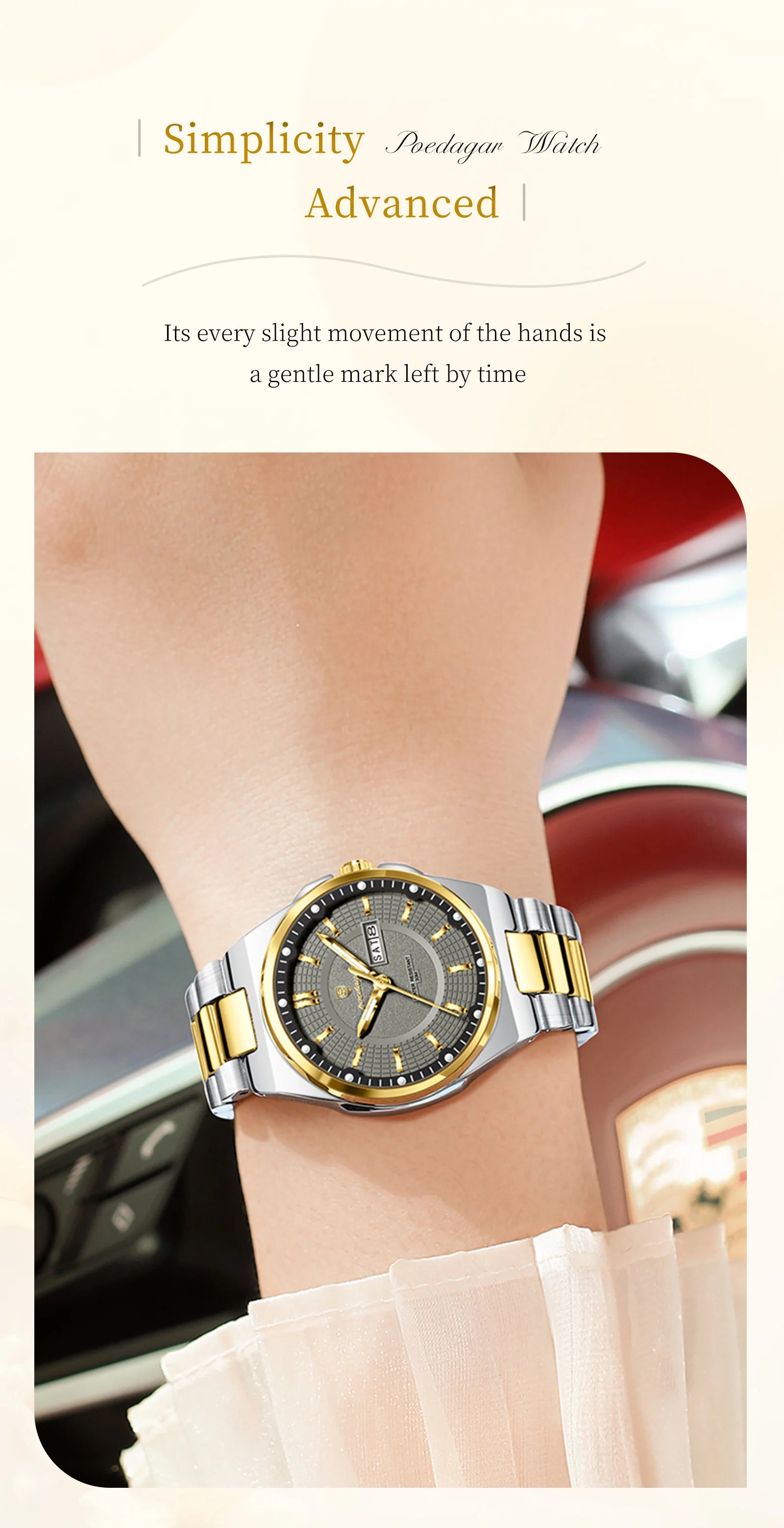 POEDAGAR Fashion Damen-Armbanduhr, Top Elegant, Woche, Datum, Damen-Uhr, Quarz, Edelstahl, Leuchtend, Wasserdicht, Damenuhren, Reloj