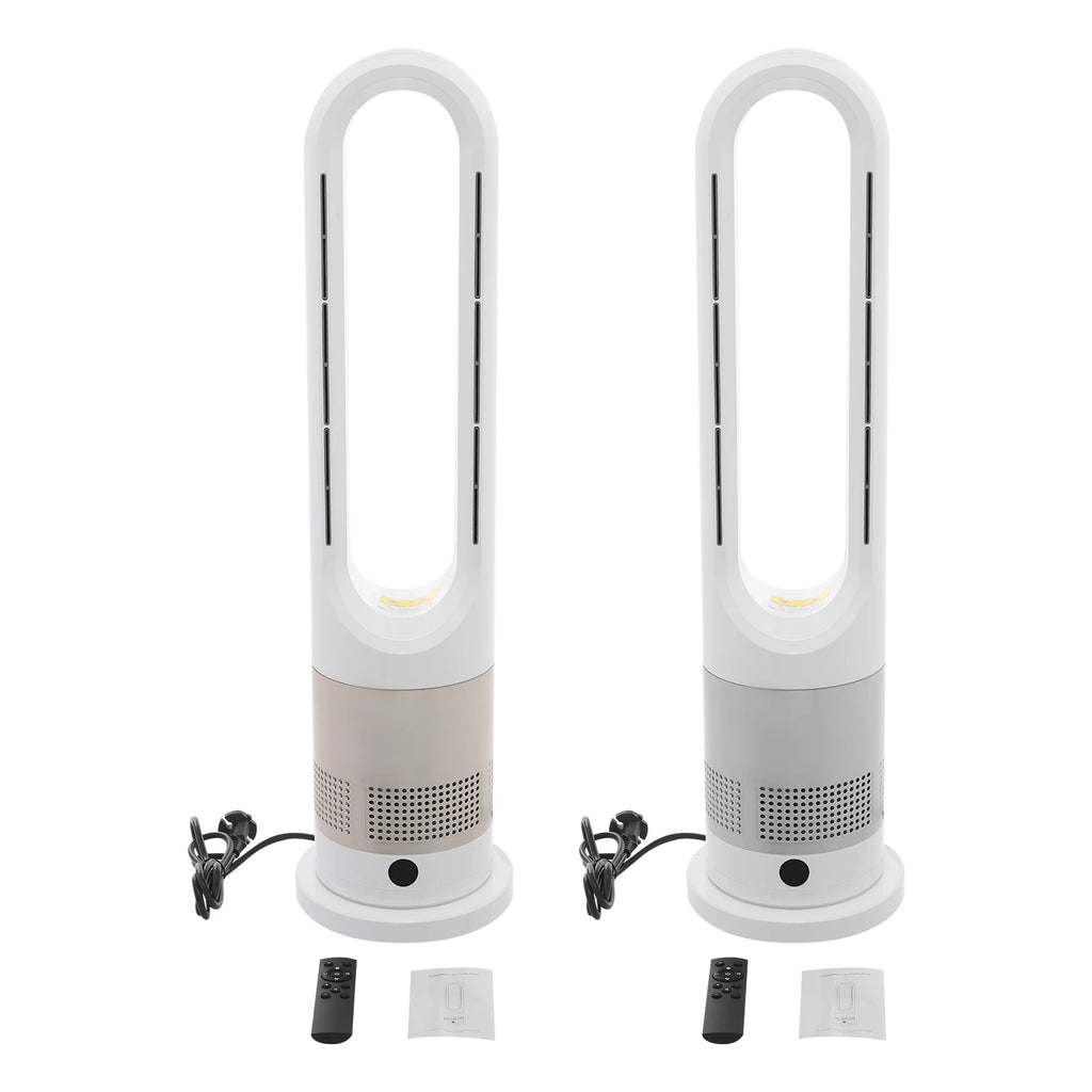 Blattloser Ventilator zum Kühlen und Heizen 220 V mit Timer, Fernbedienung, 8 Windstärken, leise, für Zuhause, Klimaanlage, Heizung, LED-Anzeige