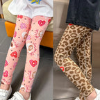 2/4 Stücke Kinder Mix-And-Match Leggings mit Liebes-Aufdruck, Mädchen, lässig, Joker, schmal, 9 Hosen, modische elastische Taille, Valentinstag-Hose
