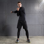 Kompressions-Laufshirt Herren Langarmshirt für Männer Sportbekleidung Schnelltrocknend Fitness T-Shirt Training Workout Muskelshirt