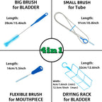 4-in-1 Trinkblasent-Reinigungsset, multifunktionale Schlauchbürste, Trockenständer, tragbares Reinigungswerkzeug für Camping, Wandern, Wasserbeutel