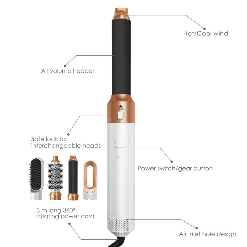 5-in-1 Haartrockner-Heißluftbürsten-Set, professioneller Lockenstab, Haarglätter, Styling-Werkzeug für professionelle Haartrockner im Haushalt