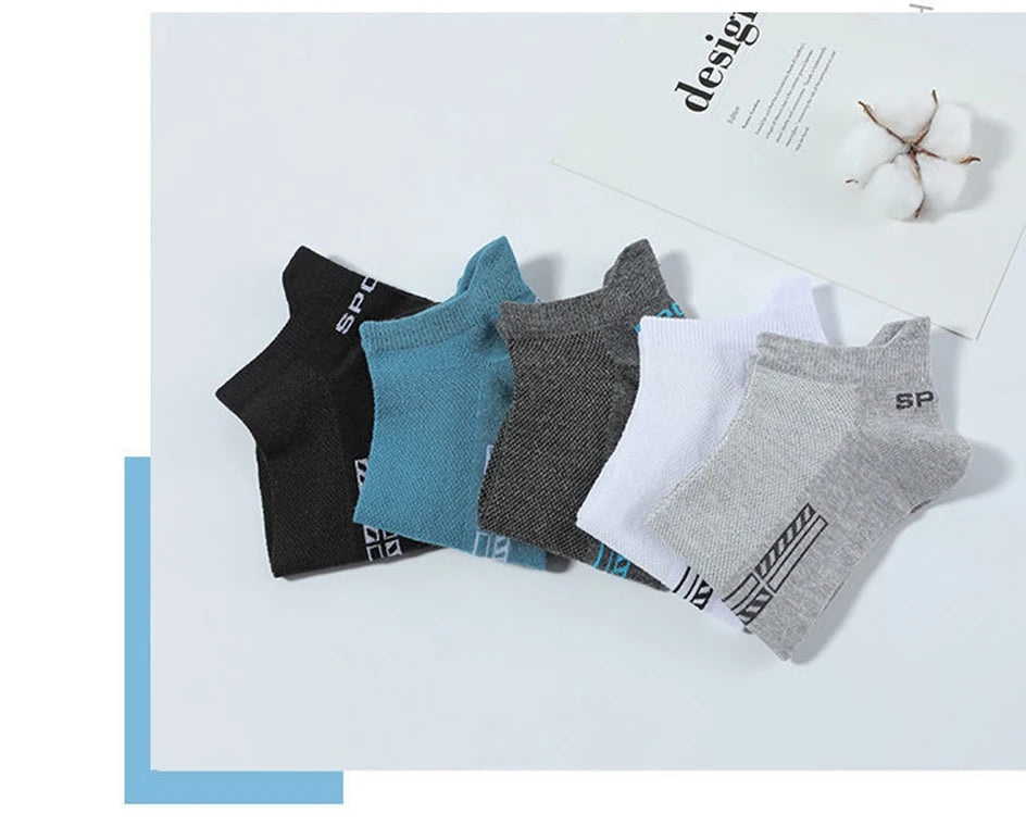 5 Paar kurze Baumwollsocken für Herren, hochwertige, tief geschnittene Crew-Socken für Damen, Knöchelsocken für Sport, atmungsaktives Mesh für den Sommer, lässige, weiche Herrensocken