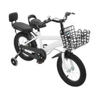 14" Kinderfahrrad Verstellbares Kinderfahrrad Belastbarkeit 60kg mit Stützrädern+Korb+Rückenlehne Rücksitz für 3-7 Jahre (Weiß/Schwarz)