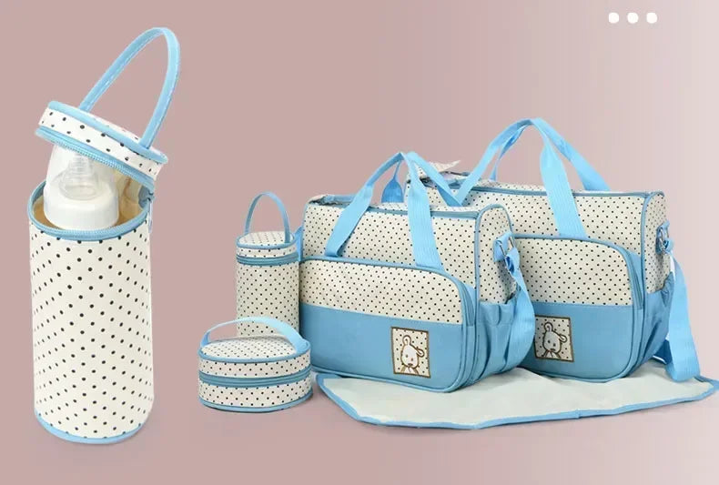 5-teiliges Set große Wickeltasche für Mütter, Reisetasche, Kinderwagen-Organizer, Babywindeltasche, Mummy Maternity Wickeltasche für Neugeborenen-Zubehör