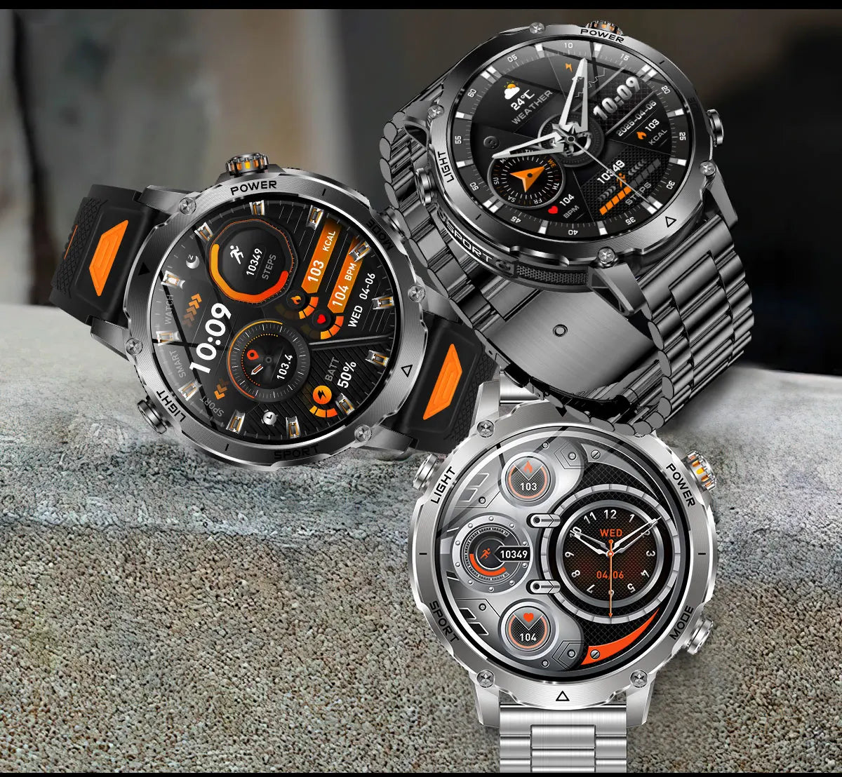 2026 Neue TANK Ultra 1400mAh Akku Militär Smartwatch 10ATM Wasserdicht Herzfrequenz Taktische LED Taschenlampe Herren Sportarmband