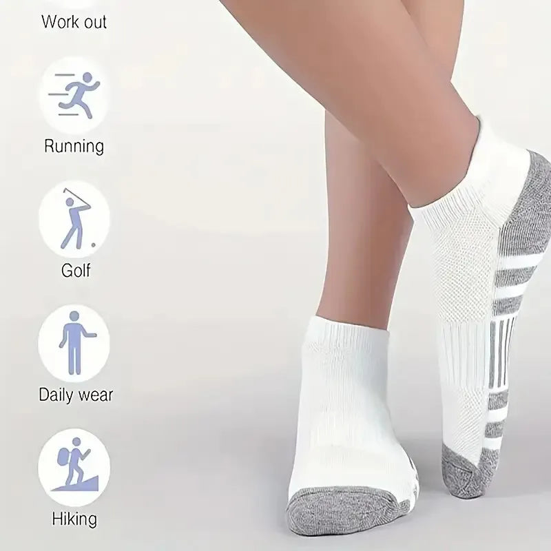 12 Paar Herren atmungsaktive Sportsocken, knöchelhoch, mit Fußgewölbestütze, für alle Jahreszeiten, bequem, langlebig, für Laufen, Fitness und Freizeit Zweitbild