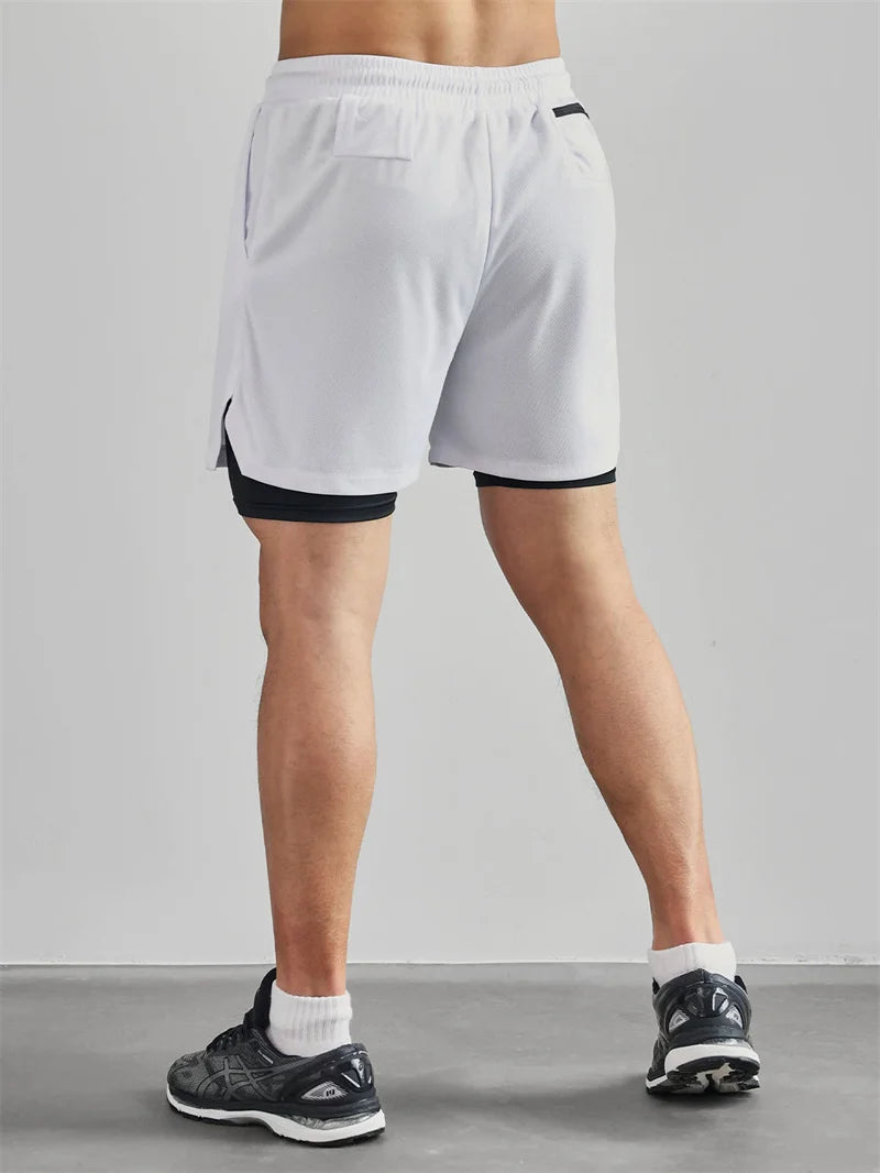 Herren-2-in-1-Lauf-Workout-Shorts mit Druck, Christian Gym Athletic Performance Shorts mit Handytasche und Handtuchschlaufe, Activewear
