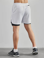 Herren-2-in-1-Lauf-Workout-Shorts mit Druck, Christian Gym Athletic Performance Shorts mit Handytasche und Handtuchschlaufe, Activewear