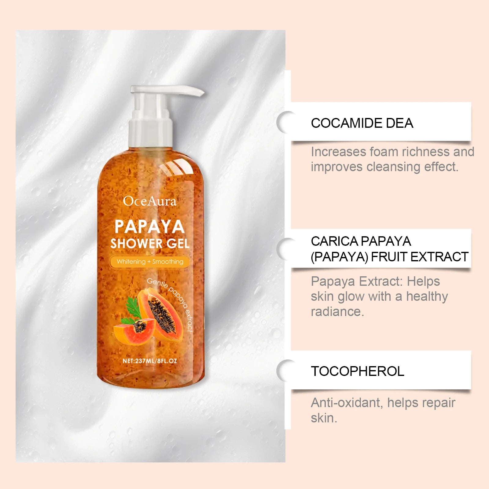 Papaya Whitening Duschgel Peeling Verblassen von Pigmentflecken Langanhaltender Duft Erfrischend Reguliert Öl Feuchtigkeitsspendend Reichhaltiger Schaum Körperwaschmittel