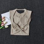 Damen Slim Fit Sport-Tanktop mit offenem Rücken, integrierten BH-Schalen, atmungsaktiv, für Pilates und Yoga