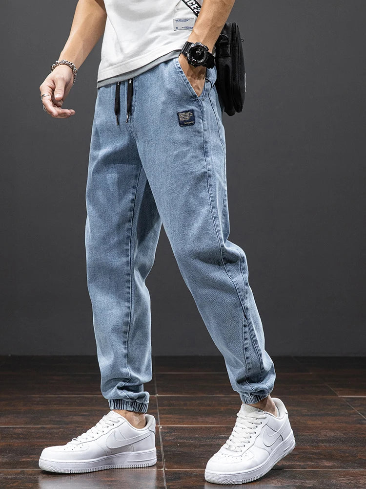 Frühling Sommer Schwarz Blau Cargo Jeans Herren Streetwear Denim Jogger Hosen Herren Baggy Harem Jean Hosen Übergröße