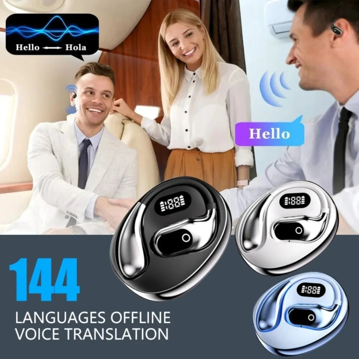 Echtzeit-Übersetzungs-Kopfhörer 144 Sprachen Übersetzer Kopfhörer Kabellose Bluetooth 5.4 Headsets für Business, Büro, Reisen