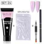 LILYCUTE 15ml Verlängerungsgel-Nagellack-Set Quick Nail Prolong mit Verlängerungsform-Nagelspitzen Acryl-Lösung Maniküre-Werkzeug-Kit