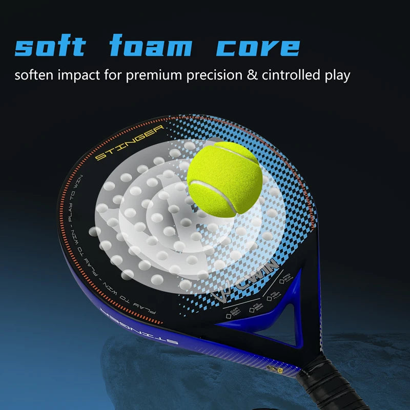 Padel-Schläger | Carbonfaser-Oberfläche | mit EVA Memory Flex Schaumkern | Leichte Padel-Tennisschläger | Padel-Schläger