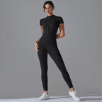Ärmelloser Yoga-Jumpsuit mit Reißverschluss, schnelltrocknender, atmungsaktiver, figurbetonter Outdoor-Sport-Jumpsuit, Fitnessanzug