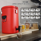 SucceBuy Edelstahl Isolierter Getränkespender 7,6 Liter Thermos-Heiß- und Kaltgetränkespender