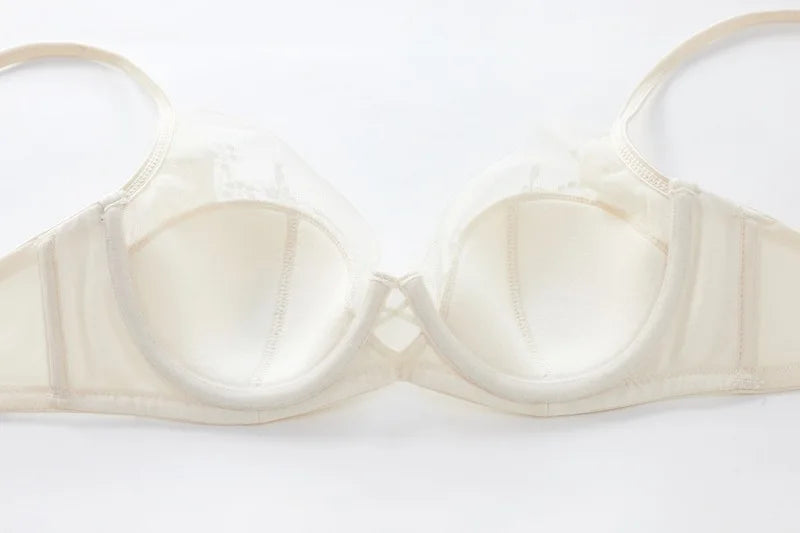 Luxuriöses Damen-Dessous-Set, sexy Spitzenstickerei, Unterwäsche, französischer dünner Cup, Push-up-BH, atmungsaktives Sommer-Mesh, Intimates BH-Sets