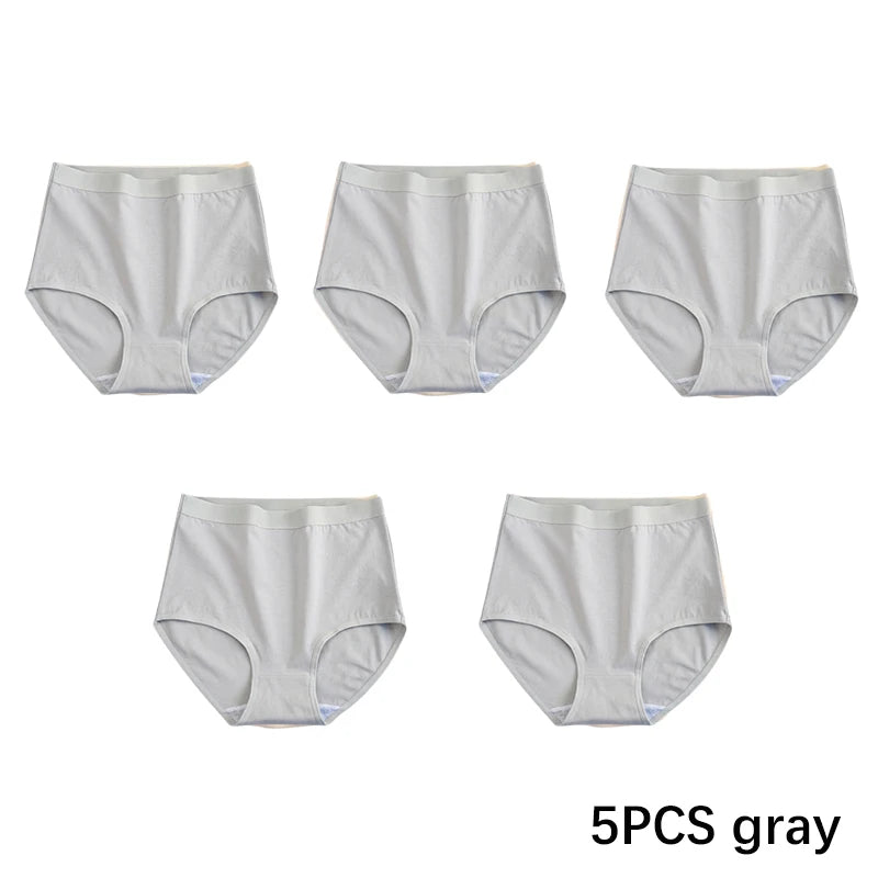 FallSweet 5er-Pack Damen Baumwollslips Nahtlose Plus Size Unterhosen Einfarbige Unterwäsche Weich Atmungsaktive Damenslips