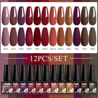 MTSSII 12tlg. Gellack-Set Nude Rosa Rot Glitzer Semi Permanent Soak Off UV Gel Nagellack Maniküre Kit Nagelzubehör DIY
