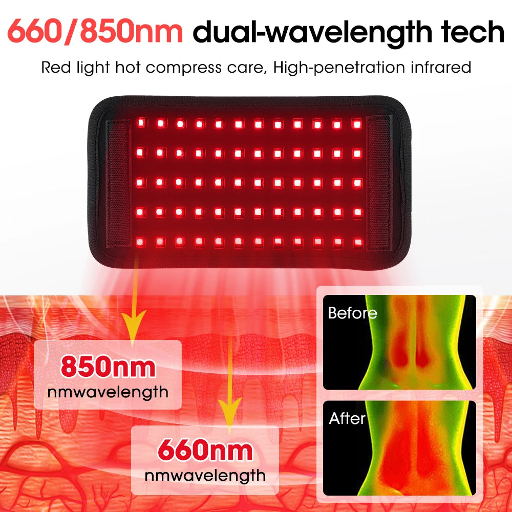 25x13.5cm 60 LEDs 660nm Rotlicht-Infrarotgürtel 850nm Rücken Fettverbrennung Wickel Schlankheitsmaschine Taillen-Timing-Pad für Muskel-Hautpflege