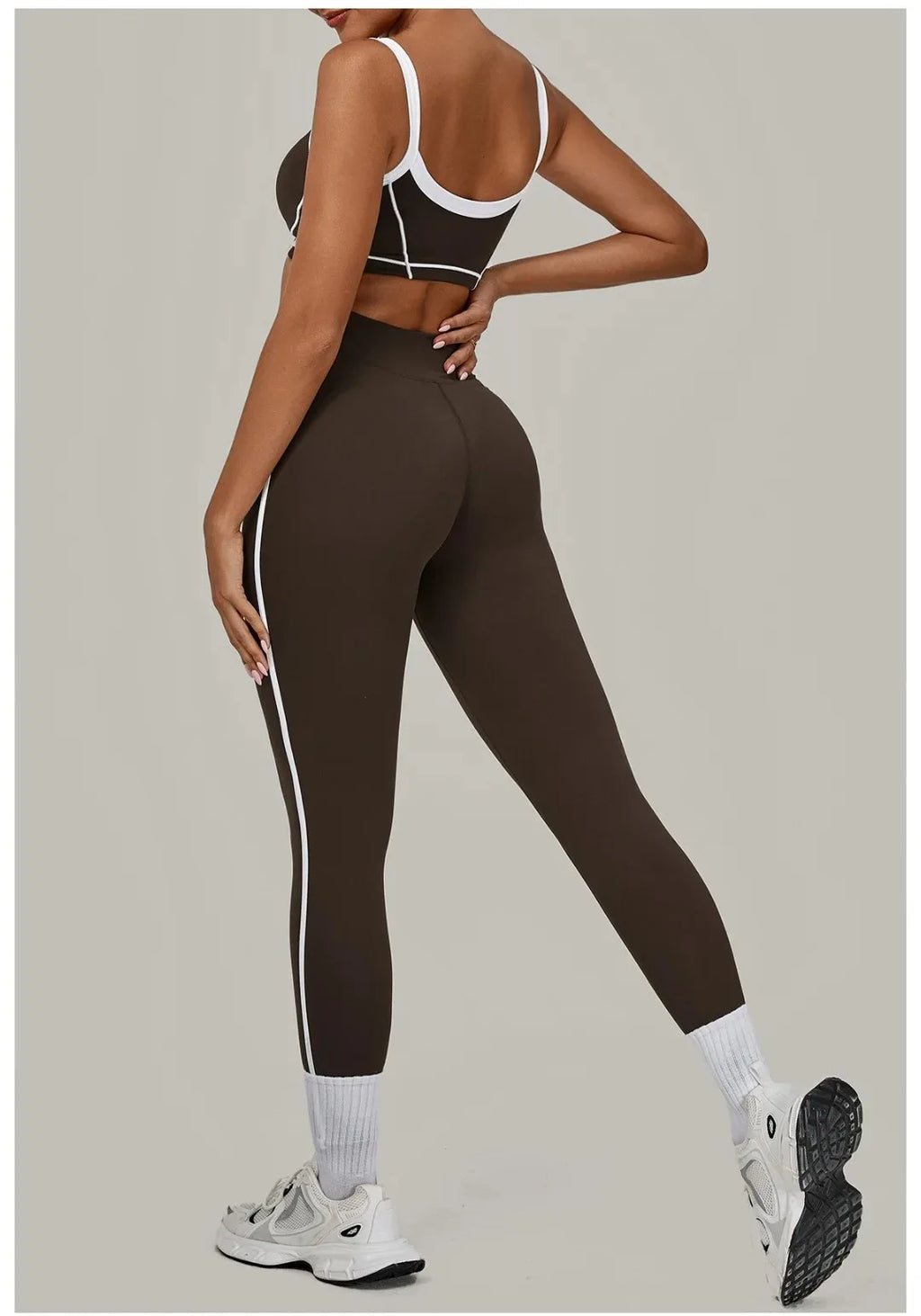 2PCS Damen Yoga-Set Hohe Taille Peach Hip Herausnehmbare Polsterung Sport-BH Hose Fitnessanzug Laufen Workout Gym Leggings Yoga-Set