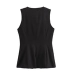 DAMEN 2025 Weiß Ärmellose Weste Damen Knopf Sommerwesten für Damen Jacke Rosa Weste Top Damen Streetwear Damen Maßgeschneiderte Weste