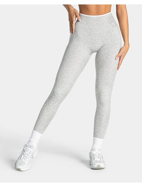 Teveo Eng anliegende, nahtlose Yoga-Leggings mit Leopardenmuster, hautfarbener hoher Elastizität, geeignet als Fitness-Laufhose