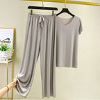 Zweiteiliges Set Damen Oberteil und Hose Sommer 2-teilige Sets Damen Outfits Urlaub 2026 neue Kollektion weite Hose elegant lässig