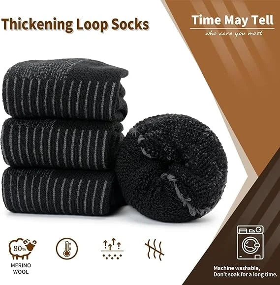 Merinowolle-Thermosocken, Unisex, 3 Paar vollgepolsterte Winterstiefelsocken, geeignet zum Wandern und Arbeiten bei kaltem Wetter