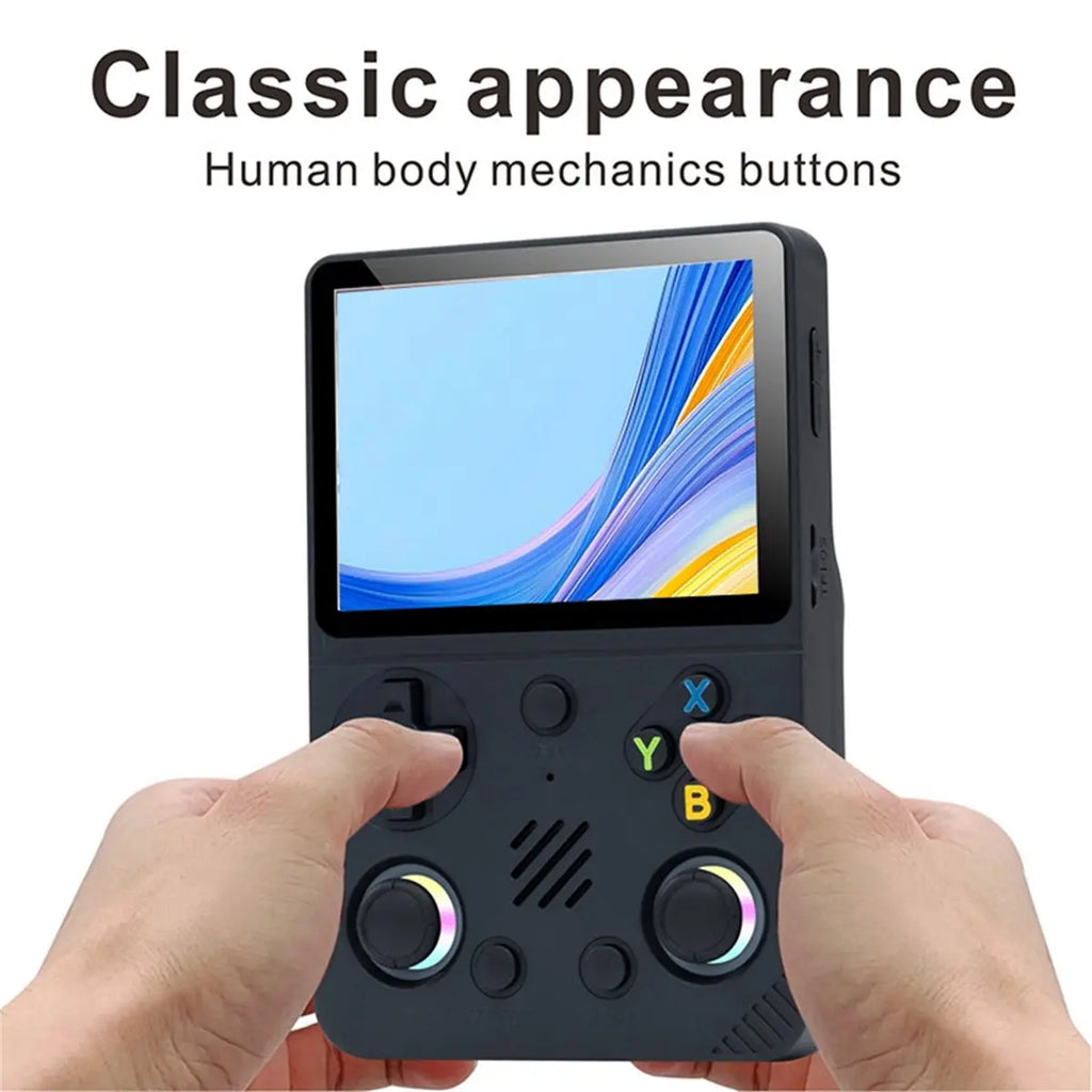 ABZJ RG36PRO Handheld-Spielekonsole 3,5-Zoll-IPS-Bildschirm Mini-Arcade-RGB-Licht 3D-Joystick Unterstützung 10+ Simulatoren Game Player A