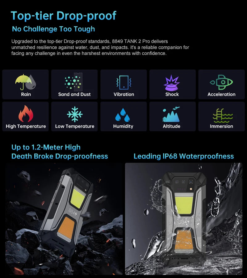 8849 Tank 2 PRO Projektor Robustes Smartphone Android 2.4K 24GB 512GB 100MP Kamera 23800mAh 120W Dual-SIM OTG-Telefon