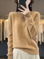 100 % Merinowolle Pullover Damen O-Ausschnitt Kaschmir Strickwaren Female Pullover Herbst Winter Freizeit Oberteile Einfarbig Weiche Kleidung