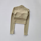 Fitness Brustkissen Sport Top Damen Langarmshirts Pra Speed Up Kurz Elegant Tanz Yoga Kleidung Kleiner Bund Gym