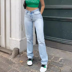Heiß begehrte neue hellblaue schmale High-Waist Stretch-Jeans für Damen – vielseitig und lässig