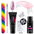 Poly Nail Gel Komplettset mit 6W LED-Lampe Nagelset für Anfänger Nagelspitzen Kunst 3D-Design Dekoration Verlängerung Maniküre Werkzeugset