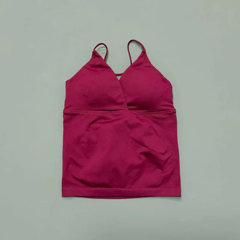 Vision Twist Front Longline Top Damen Gym Tank Yoga Oberteile Schnelltrocknend Dünne Träger Hochelastisches Lauf-Tanktop Push-up Fitness-Weste