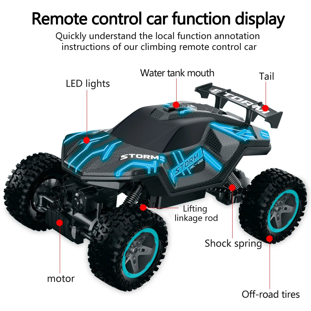 4WD RC Drift-Auto mit Musik, LED-Lichtern, 2.4G Gesten-Funkfernbedienung, Sprüh-Stunt-Auto, 360° drehbares Kletterauto, Spielzeuggeschenk