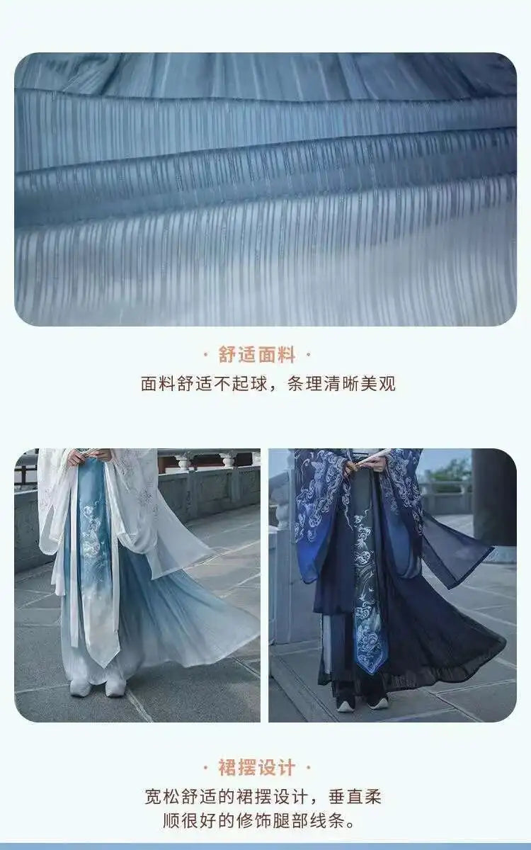 Originelles Chinesisches Blumenwolken Hanfu Kleid Herren Damen Traditionelles Weijin-Perioden Farbverlauf Kostüm Nischen Fee Cosplay Kleidung
