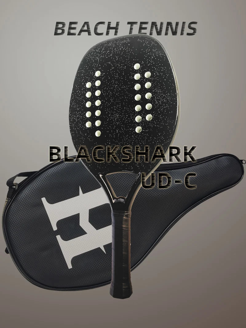 HOOWAN BLACKSHARK Beachtennis Schläger Carbon UD Graphit Raue Oberfläche Weicher Weißer EVA Kern Schläger Beachtennis 22MM
