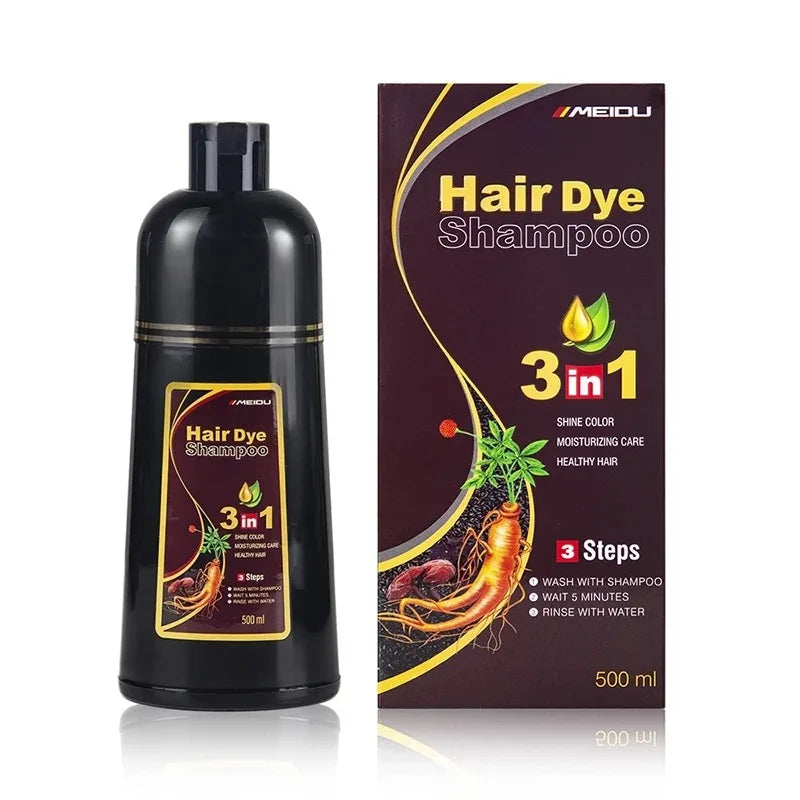 30ml/500ml 3-in-1 Schnell-Haarfärbeshampoo Naturschwarz Kräuter-Haarfarbe Feuchtigkeitsspendend Milde Haarfärbe-Pflegespülung Haarpflegeprodukte