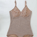 Cross Waist Tummy Control Body Shaping Bodysuit für Damen Ganzkörperkontrolle V-Ausschnitt Mesh Atmungsaktiver Slip Unterwäsche Po-Former