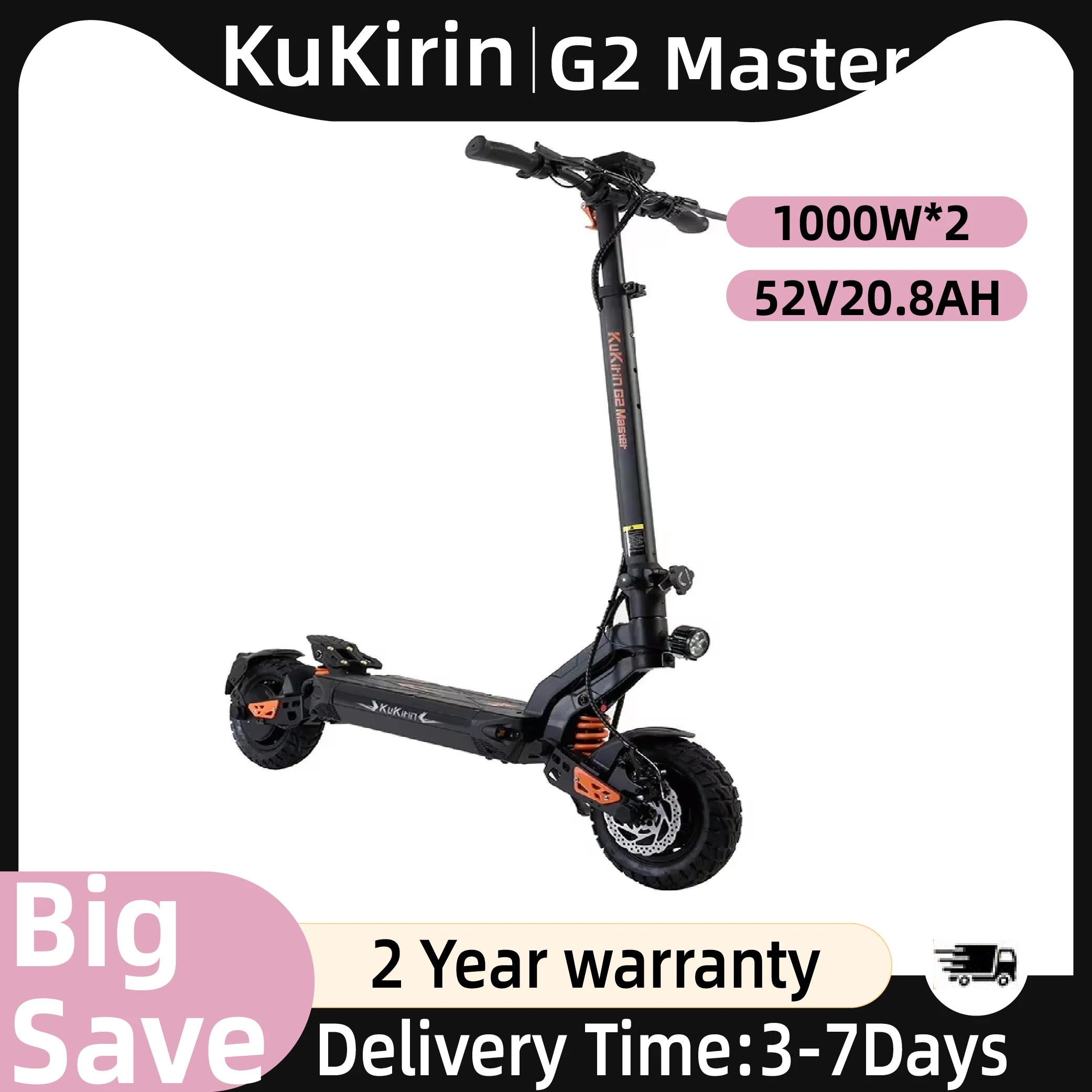 KuKirin G2 Master Elektroroller 1000W*2 Doppelmotor 52V 20.8Ah 60km/h Höchstgeschwindigkeit Scheibenbremse vorne und hinten Hydraulischer Stoßdämpfer