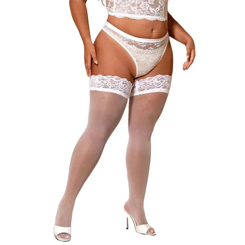 2026neu Overknee Oberschenkelhohe Strümpfe Rutschfest Übergröße Schwarz Grobmaschige Lange Spitzenstrümpfe für Damen XXL Frühling Sommer