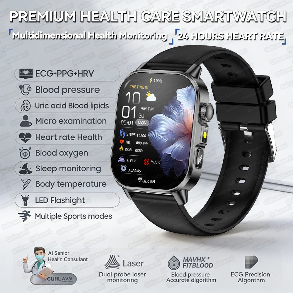 Neue präzise Gesundheits-Smartwatch EKG+HRV Harnsäure Blutfette Emotionswahrnehmung Bluetooth-Anruf Smartwatches für Männer und Frauen