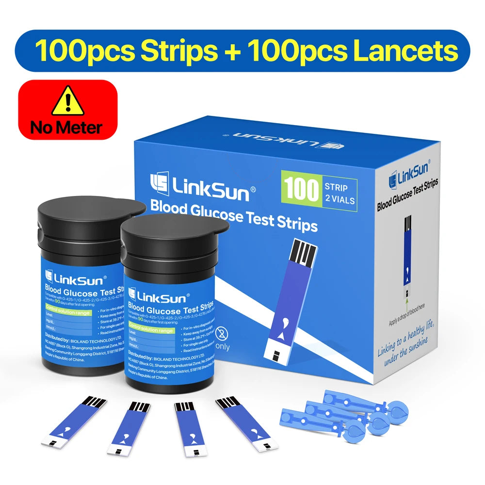 LinkSun G-425-1 Blutzuckermessgerät-Kit 50/100 Stück Teststreifen Lanzetten für Diabetes-Monitor Digitales Glukometer Blutzuckermessgerät