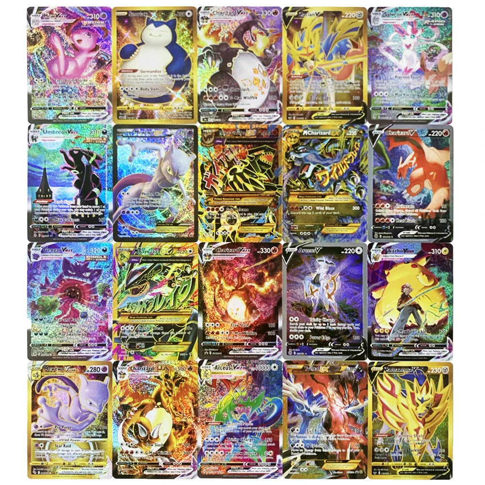 10-100 Stück Pokémon Karten Englisch Französisch Spanisch Deutsch Italienisch GX Team Vmax EX Glänzendes Spiel Battle Sammelkarten Spielzeug
